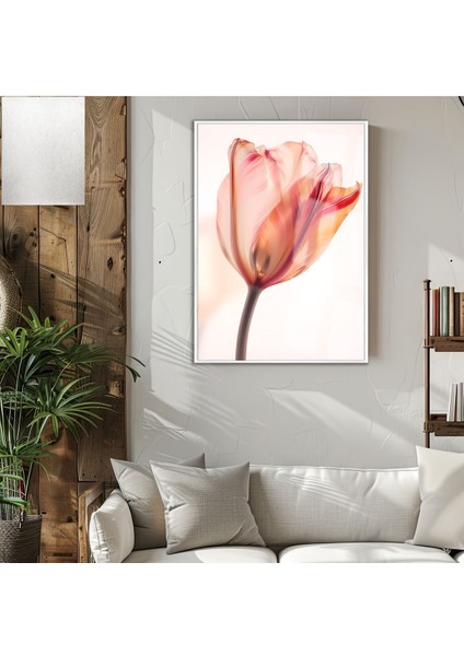 |kırmızı Soft Lale Modeli 01 |çerçeveli Temperli Cam Tablo Tekli Dikey