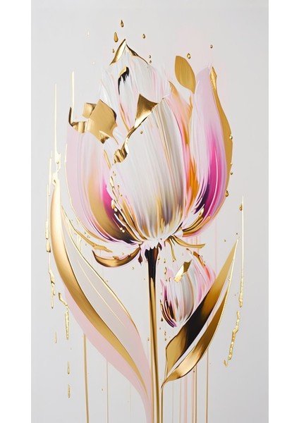 |lale Soyut Model (Goldrose) 2 |çerçeveli Temperli Cam Tablo Tekli Dikey fiyatları
