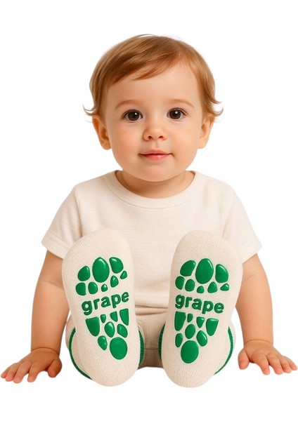 Kaydırmaz Tabanlı Üzüm Desenli Bambu Bebek Çorap