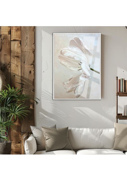 |gardenıa Çiçek Modeli(Dıgıtal Oıl Paınt) |çerçeveli Temperli Cam Tablo Tekli Dikey