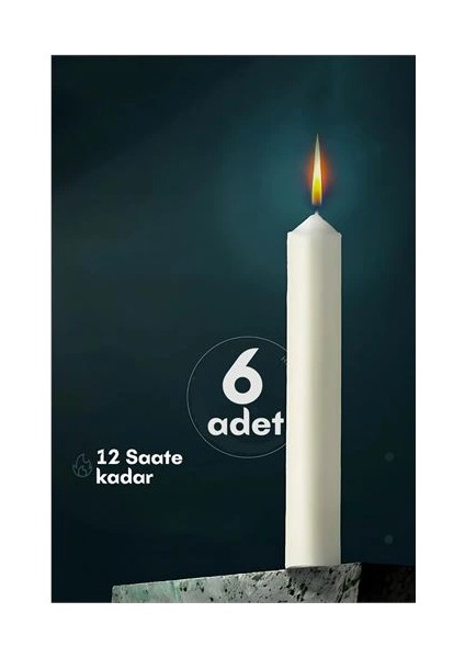 Klasik Mum 6 Adet - Kokusuz Mum