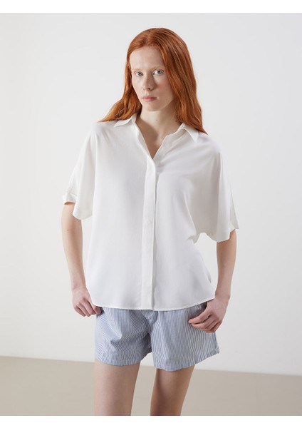 Yeni Sezon Keten Karisimli Oversize Kadin Gomlek - S5O870Z8