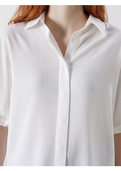Yeni Sezon Keten Karisimli Oversize Kadin Gomlek - S5O870Z8