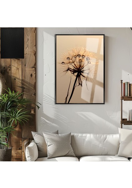 |karahindiba Modeli(Dandelıon)|çerçeveli Cam |çerçeveli Temperli Cam Tablo Tekli Dikey