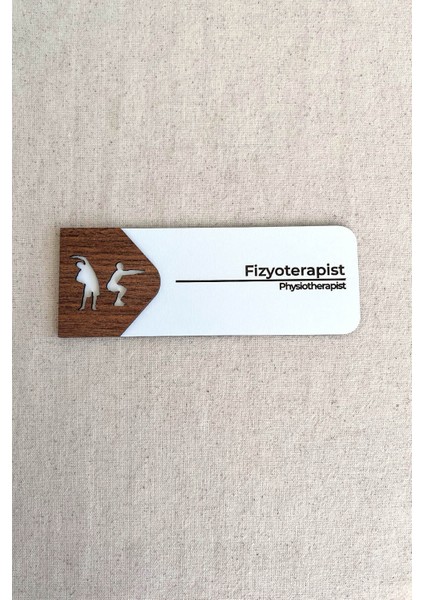 Fizyoterapist Kapı Tabelası – Mdf Danışma ve Muayene Oda Levhası | 19X7 cm Çift Katmanlı