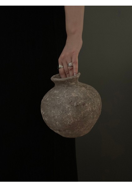 Eskitme Kahve Gri Renkli Dokulu El Yapımı Seramik Vazo Dekoratif Vazo modelleri