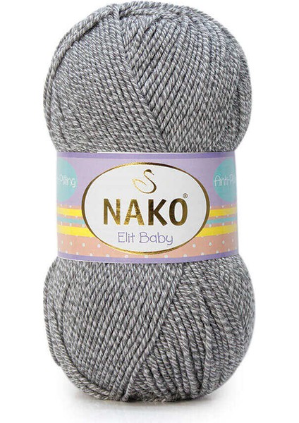 5 Adet Elit Baby Anti-Pilling El Örgü Ipi Bebek Yünü Tüylenmez Bebe Yünü 21353 Gri - Beyaz Muline