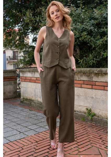 Pamuklu Kadın Pamuk Yelek Pantolon Takım , 412006