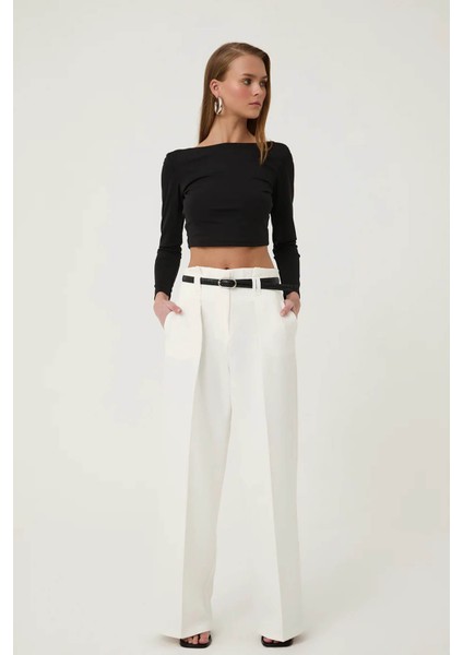 Kemer Detaylı Ekru Kadın Pantolon 71262