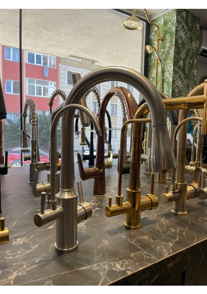 Inox Arıtmalı Spiralli Mutfak Bataryası Mat Krom Spiralli Armatür modelleri