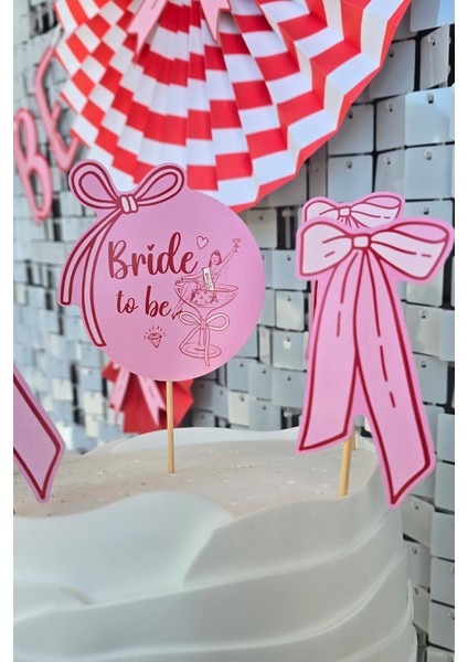 Fiyonk Tasarım Bride Parti Bekarlığa Veda Pasta Süsleri Seti Pasta Mumu ve Pasta Kürdanları Süsleme Seti 5 Parça modelleri