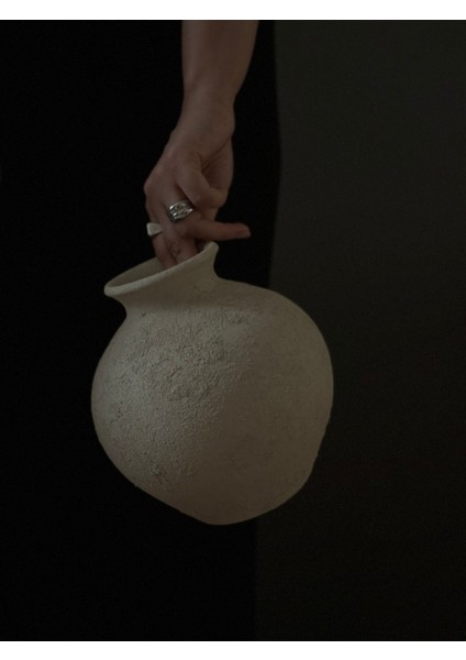 Ekru Dokulu El Yapımı Seramik Vazo Dekoratif Küçük Vazo modelleri