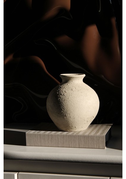 Ekru Dokulu El Yapımı Seramik Vazo Dekoratif Küçük Vazo fırsatları