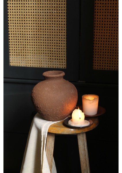 Kahverengi Dokulu El Yapımı Seramik Vazo Kahve Dekoratif Küçük Vazo fiyatları