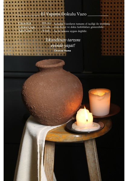 Kahverengi Dokulu El Yapımı Seramik Vazo Kahve Dekoratif Küçük Vazo fırsatları