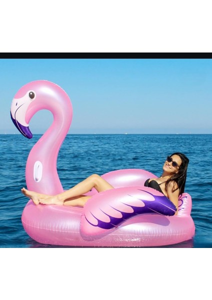 Flamingo Şişme Deniz Yatağı Binici |122X99X105 cm | Tutunma Kulplu
