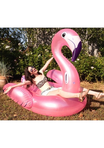 Flamingo Şişme Deniz Yatağı Binici |122X99X105 cm | Tutunma Kulplu