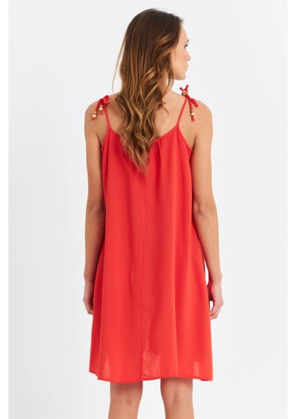 Kadın Kırmızı Düğmeli Mini Elbise PC20655 modelleri