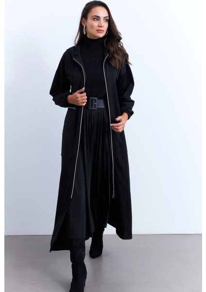 Kadın Siyah Fermuarlı Taşlı Sweat Elbise MASF21 fiyatları