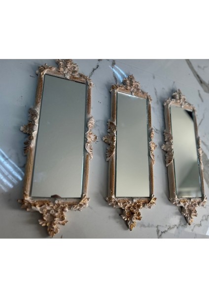 Duvar Aynası 46CM , Dekoratif Krem Duvar Aynası