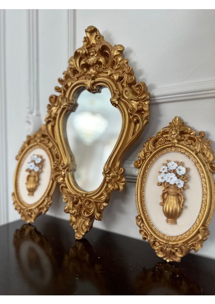 El Yapımı 3 Lü Duvar Ayna ve Tablo Set