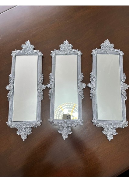 Gümüş Modern 3 Lü Ayna 46CM fiyatları