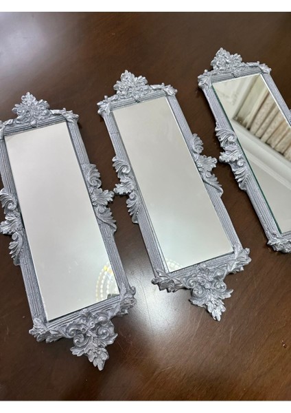 Gümüş Modern 3 Lü Ayna 46CM modelleri