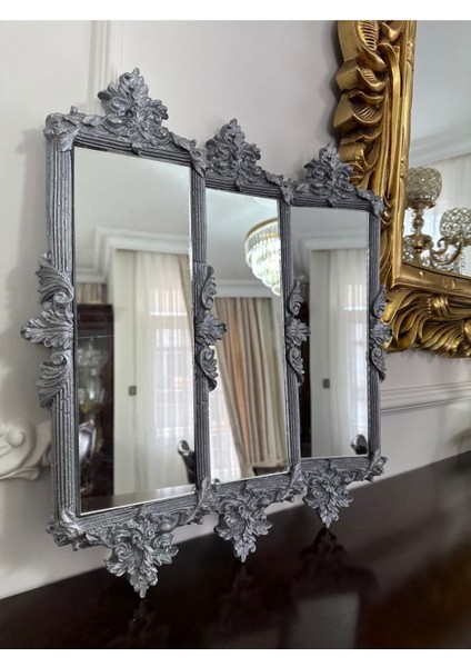 Gümüş Modern 3 Lü Ayna 46CM fırsatları