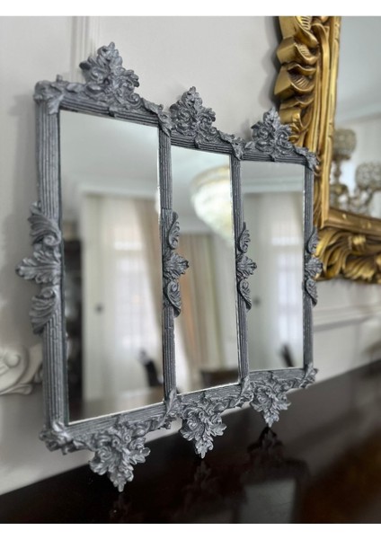 Gümüş Modern 3 Lü Ayna 46CM indirimleri