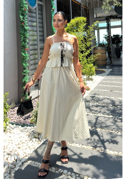 Puantiyeli Üst ve Beli Latikli Etek Takım 1259 fiyatları