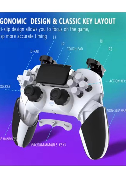 P4 Plus Bluetooth Titreşimli Ps4/ ps5 Uyumlu Pc Telefon Joystick Kablosuz Oyun Kolu Siyah