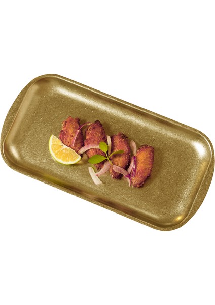 Açık Büfe Retro Sunum Tabağı Altın 41*23 cm