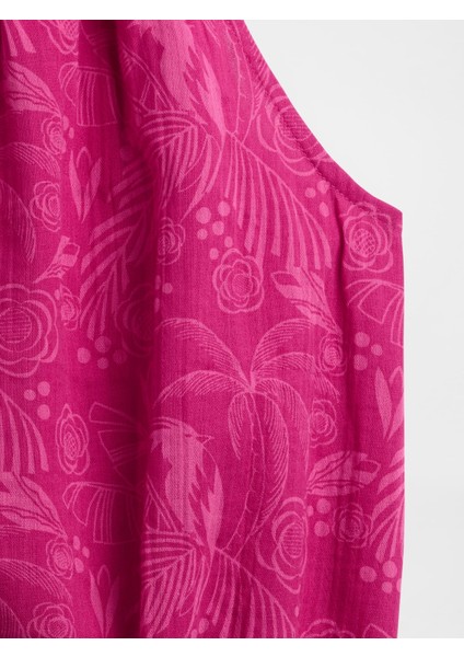 Kız Çocuk Koyu Pembe Gauze Halter Yaka Bluz