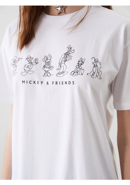 Yeni Sezon Bisiklet Yaka Mickey ve Arkadaslar Baskili Kadin Tisort - S5OY33Z8 modelleri