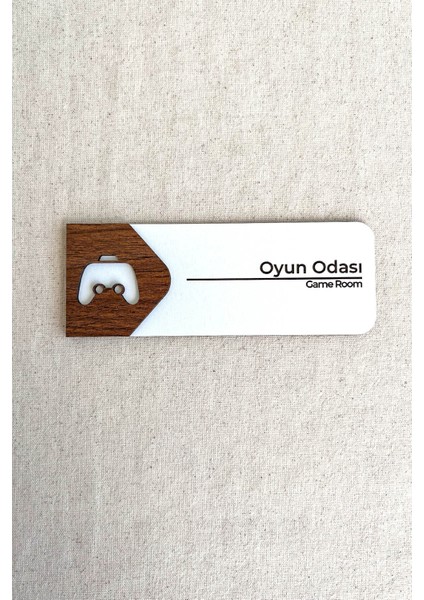 Oyun Odası Kapı Tabelası – Mdf Yönlendirme ve Oda Levhası | 19X7 cm Çift Katmanlı