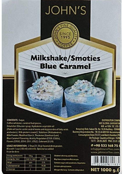 John's Blue Caramel Milkshake Tozu 250 gr fiyatları