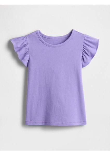 Kız Bebek Mor Fırfır Kollu T-Shirt