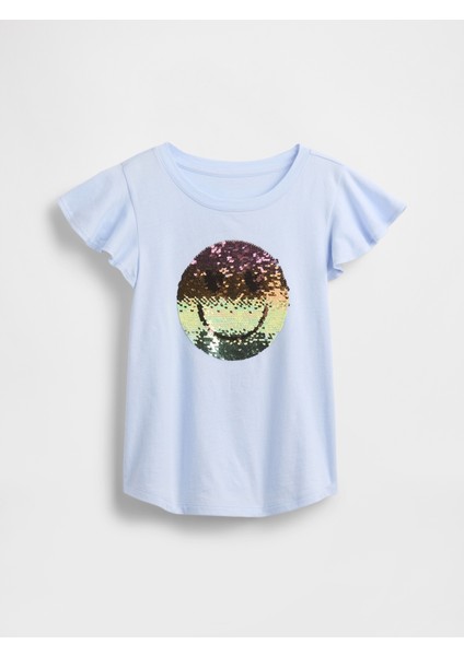 Kız Çocuk Açık Mavi Kids Flippy-Sequin Grafik T-Shirt fırsatları