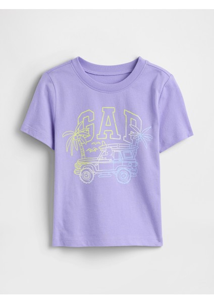Erkek Bebek Açık Lila Gap Logo Grafikli T-Shirt