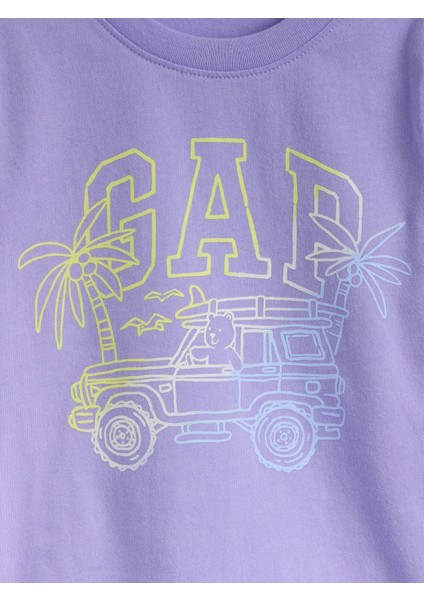 Erkek Bebek Açık Lila Gap Logo Grafikli T-Shirt fiyatları