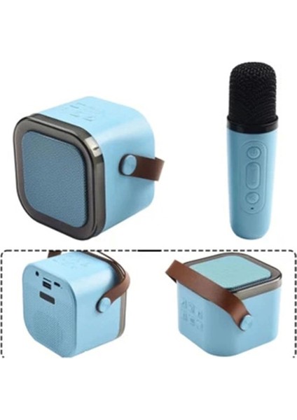 Karaoke Kablosuz Hoparlör Mikrofonlu Rgb Işıklı Bluetooth Speaker Tf Kart/Usb Mavi modelleri