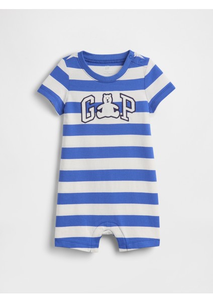 Bebek Mavi Baby Logo Raglan Tulum