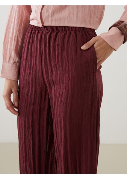 Yeni Sezon Beli Lastikli Dokulu Kadin Pantolon - S5OB67Z8 modelleri