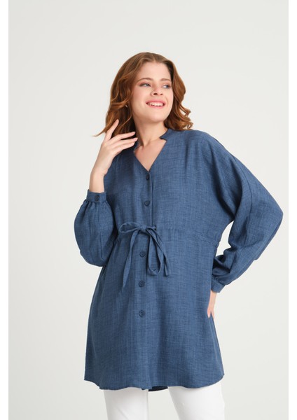 Hamile Keten Oversize Kalıp Gömlek