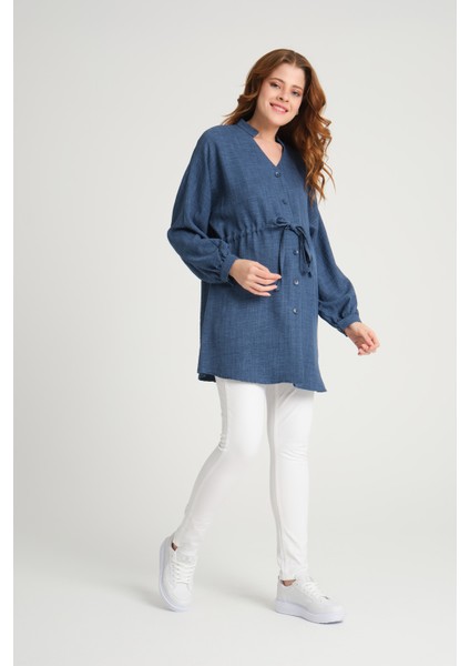 Hamile Keten Oversize Kalıp Gömlek