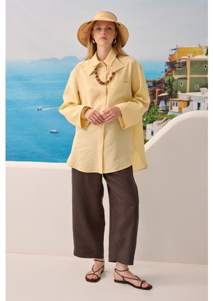 Çift Yakalı Gömlek Soft Sarı modelleri