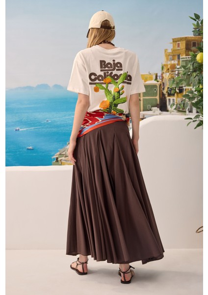 Bele Oturan Volanlı Etek Acı Kahve modelleri