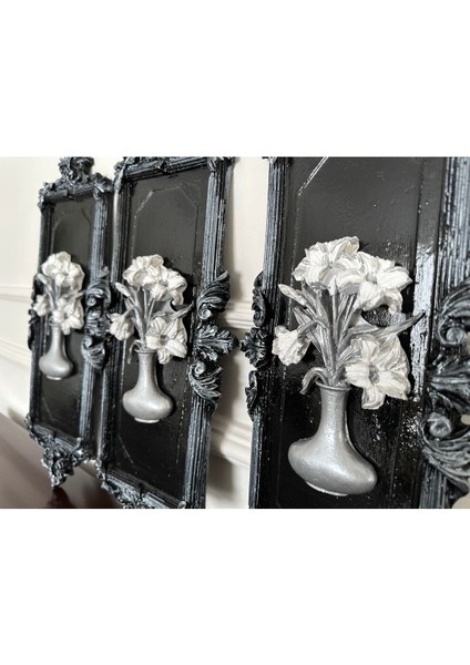 Siyah Gümüş Sümbül Tablo 3 Lü ( 50CM ) fiyatları