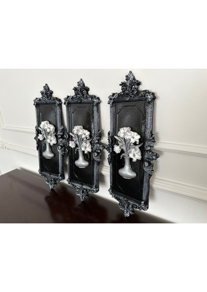 Siyah Gümüş Sümbül Tablo 3 Lü ( 50CM ) indirimleri