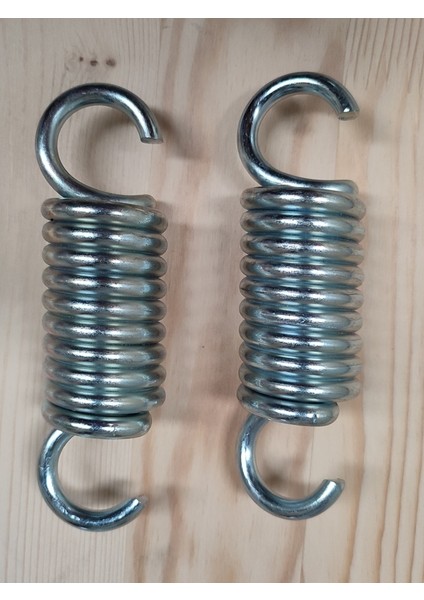 7 mm Çelik 2li Salıncak Yayı - Uzun - 10 Boğum - 14,5 cm - Galvanizli - Düz Kancalı